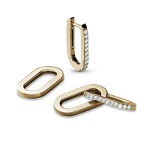 Load image into Gallery viewer, Versatile in 14K yellow gold, featuring a modern paperclip chain shape with pavé set round brilliant diamonds totaling approximately 0.22TCW, offering a transformable design for day-to-night wear.
