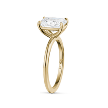 Load image into Gallery viewer, Solitaire in 18K white gold, featuring a 2.04ct radiant cut diamond in an eagle claw setting, embodying contemporary elegance with its simple yet striking design, handcrafted by Ex Aurum in Montreal.
