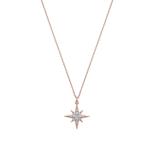 Load image into Gallery viewer, This 14K yellow gold pendant, handcrafted by Ex Aurum in Montreal, features a spiked shape adorned with 13 diamonds, totaling 0.18ct. It hangs on an 18&quot; fine chain with a lobster clasp, measuring 14mm in length, and offers a choice between yellow or rose gold.
