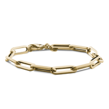 Load image into Gallery viewer, Elegant bracelet in 14K yellow gold, weighing approximately 6.8 grams, featuring high-polished, bold gold links for a touch of Italian sophistication. The 7-inch adjustable bracelet is secured with a lobster clasp.
