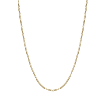 Load image into Gallery viewer, Elegant 22-inch pressed curb chain in 14K yellow gold, weighing approximately 12.26 grams, showcasing deluxe Italian craftsmanship with a width of 2.4mm for a substantial and well-proportioned look.
