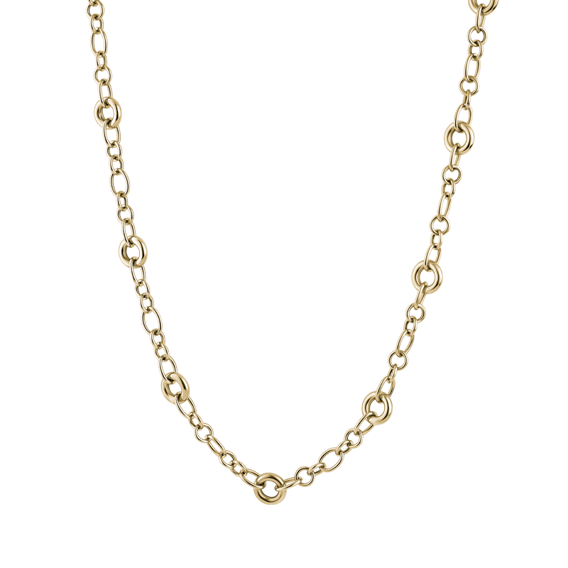 Luxurious Italian-made 18K yellow gold necklace, weighing approximately 9.2 grams with an adjustable 18-inch length, featuring a lobster clasp for versatile styling.