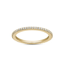 Load image into Gallery viewer, Dainty ring in 18K yellow gold, featuring a full eternity design with 0.28tcw diamonds in fine pavé, perfect as a standalone piece or complementing other jewelry with its subtle sparkle.

