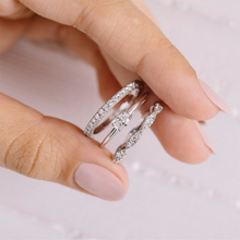 Load image into Gallery viewer, Elegant diamond ring in 14K white gold, featuring a 0.20ct single oval diamond on a slim band, embodying a promise of self-honor and handcrafted excellence from Ex Aurum in Montreal.
