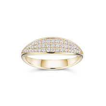 Load image into Gallery viewer, Elegant sculpted 18K yellow gold ring, resembling a slow wave, adorned with approximately 0.35ct of pavé set diamonds.
