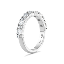 Charger l&#39;image dans la galerie, Sophisticated 18K white gold half eternity ring, featuring approximately 1.01tcw of round brilliant diamonds in prong settings, designed with a low profile for comfort.
