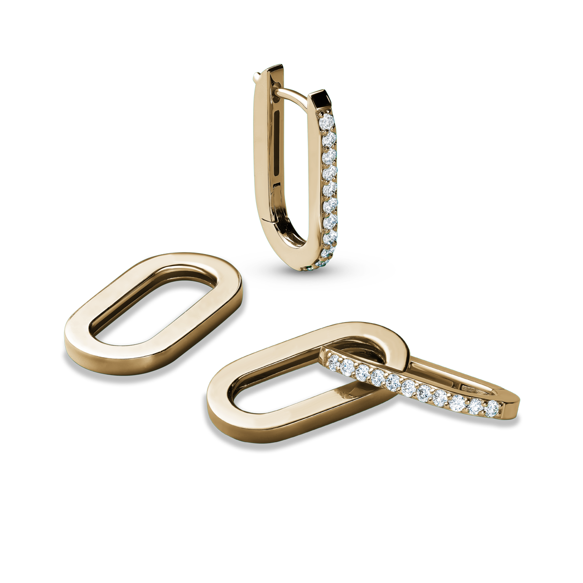 Versatile in 14K yellow gold, featuring a modern paperclip chain shape with pavé set round brilliant diamonds totaling approximately 0.22TCW, offering a transformable design for day-to-night wear.