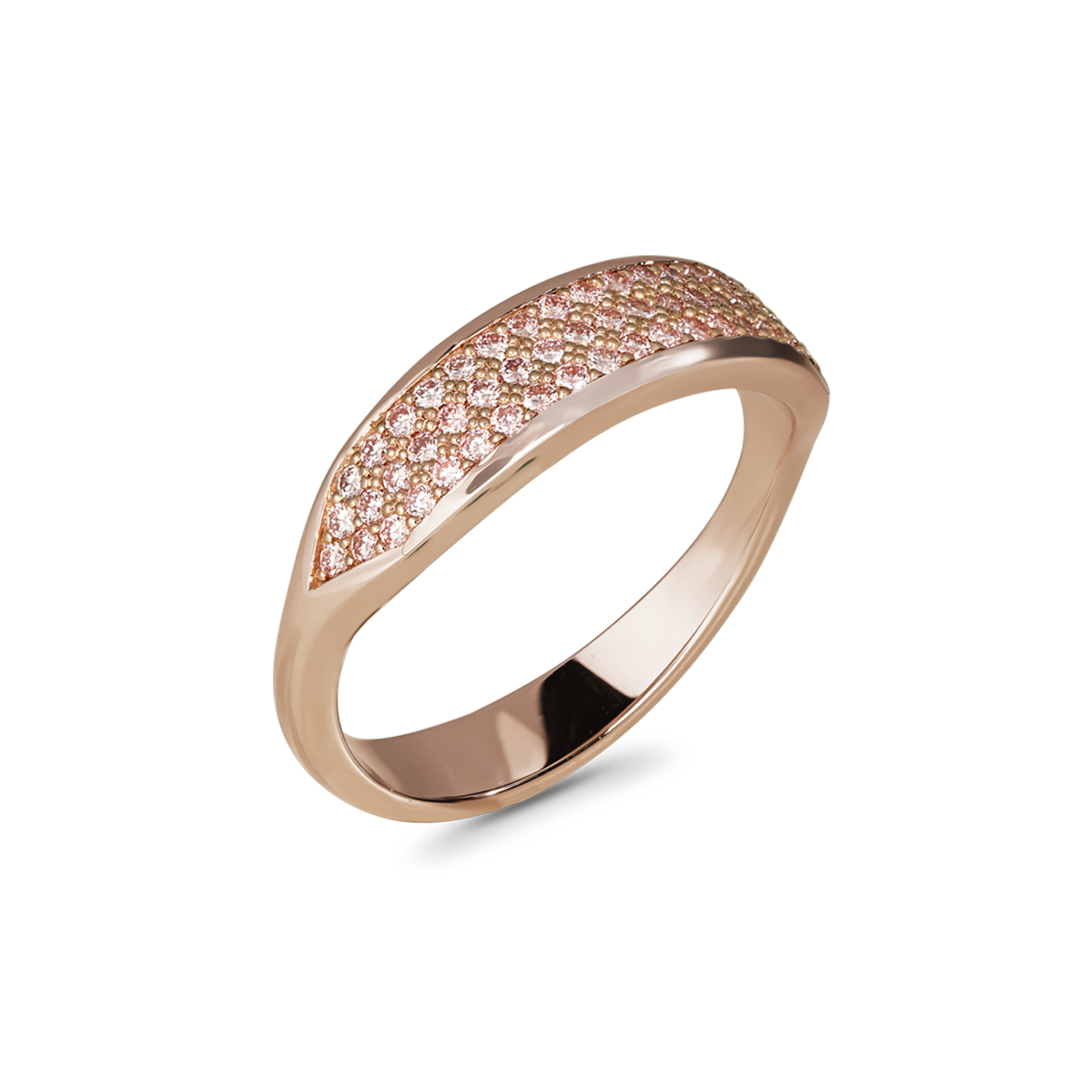 14K yellow gold, featuring a delicate pave setting with 0.29tcw of vibrant pink lab diamonds (57 in total), embodying luxurious and feminine charm with a warm rosy tone.