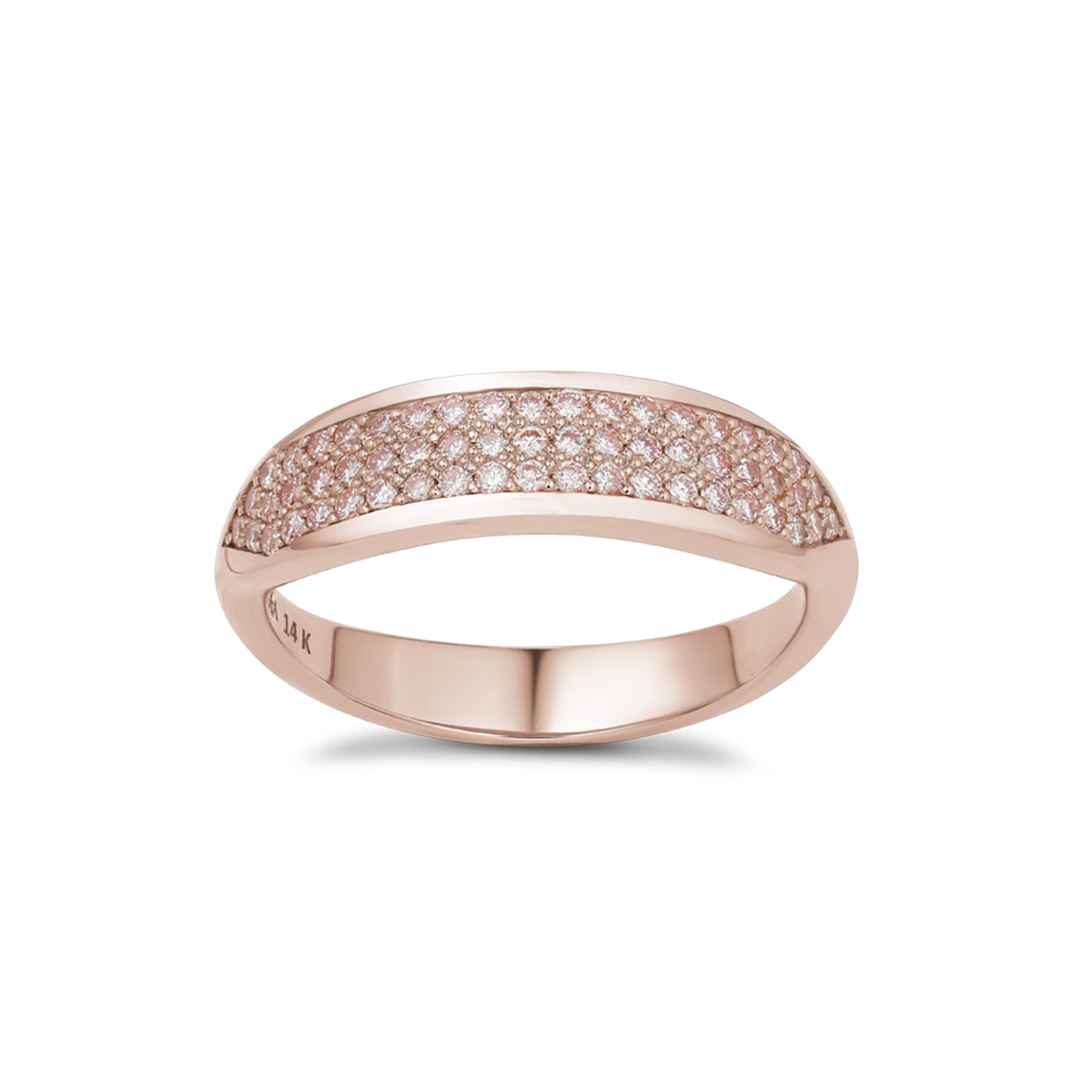 14K yellow gold, featuring a delicate pave setting with 0.29tcw of vibrant pink lab diamonds (57 in total), embodying luxurious and feminine charm with a warm rosy tone.