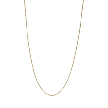 Load image into Gallery viewer, Delicate 18K yellow gold cable chain necklace, Italian-made, 1.3mm wide and 17 inches long, featuring a diamond-cut design for a subtle sparkle, ideal for pendants or solo wear.
