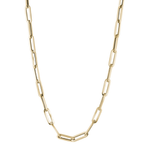 Load image into Gallery viewer, Stylish necklace in 14K yellow gold, weighing 13.3 grams, with an 18-inch adjustable length. It features polished, bold links that embody modern Italian luxury, ideal for solo wear or layering with other pieces.
