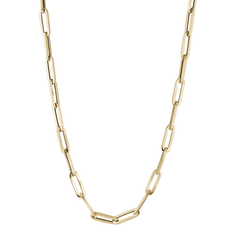 Stylish necklace in 14K yellow gold, weighing 13.3 grams, with an 18-inch adjustable length. It features polished, bold links that embody modern Italian luxury, ideal for solo wear or layering with other pieces.