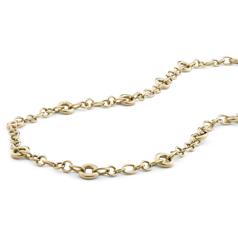 Luxurious Italian-made 18K yellow gold necklace, weighing approximately 9.2 grams with an adjustable 18-inch length, featuring a lobster clasp for versatile styling.