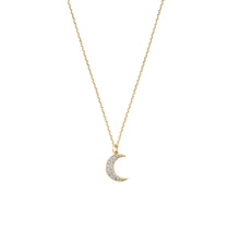Load image into Gallery viewer, Delicate necklace in 14K yellow gold, featuring 0.11tcw pave diamonds, evoking intuition and creativity, with a 16-18&quot; adjustable chain, crafted by Ex Aurum in Montreal.
