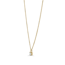 Charger l&#39;image dans la galerie, 18K yellow gold pendant featuring a gracefully tapering bail and a claw-set round brilliant diamond of about .42ct, on a 17&quot; chain, exemplifying classic elegance and handcrafted expertise by Ex Aurum in Montreal.
