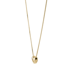 Load image into Gallery viewer, 14K yellow gold &#39;Full Heart&#39; pendant necklace with a puffy heart on a 16-inch cable chain, handcrafted in Montreal, demonstrating elegance and simplicity.
